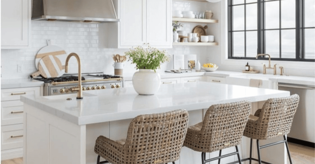 Refining open shelving arrangement for a designer look